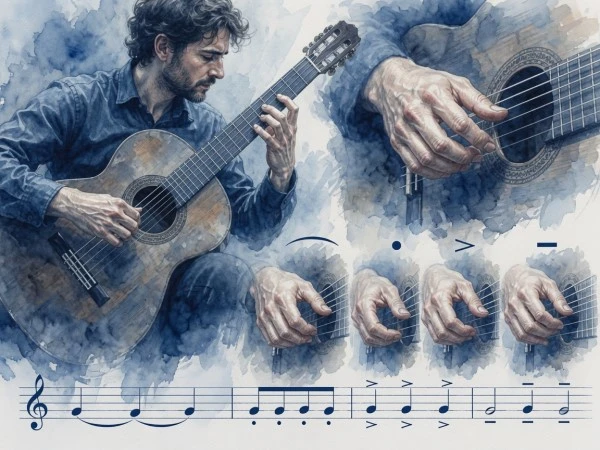 Articulaciones: legato, staccato, acento y tenuto en la guitarra