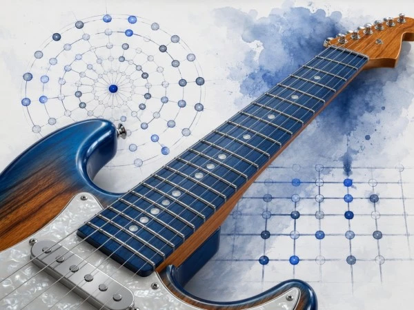 Las notas en el mástil de la guitarra